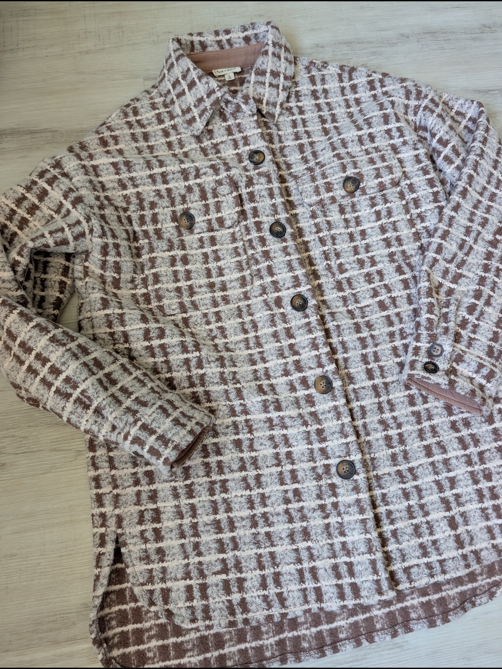 Plaid Button-Up Tweed Shacket - Picture 2 of 6